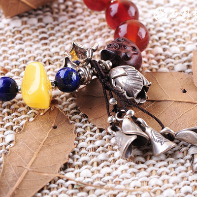 龟壳蜜蜡青金石纯银手链 传统工艺与现代批发贸易的融合